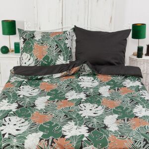 Szatén ágynemű 200x220 Prestige 29 18805/1 zöld fekete levelek 137919583 - Ágynemű - ifjúsági és felnőtt