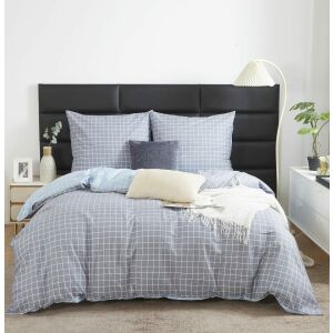 Szürke-Kék Kockás Szatén Ágyneműgarnitúra - 160x200 cm 137920042 - Ágynemű - ifjúsági és felnőtt
