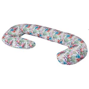 "C" pozicionáló párna croissant Botanika levelek virágok flamingók fehér 300 cm hosszú szín 5 szoptatáshoz terhesség hevegés