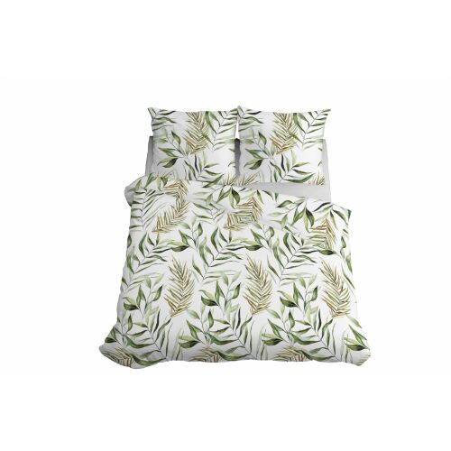 Mikroszálas ágynemű 160x200 fehér zöld leveles 5030 A 65 Light 137920395