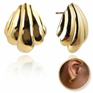 14K aranyozott rozsdamentes acél kagyló fülbevaló KST3395