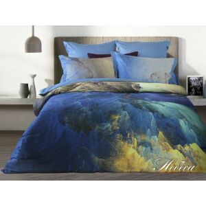 Szatén ágynemű 150x210 kék búzavirág sárga Lusso D44 párnahuzatok 2x50/60 2x 50/70 lepedő 150x210 137920687 - Ágynemű - ifjúsági és felnőtt