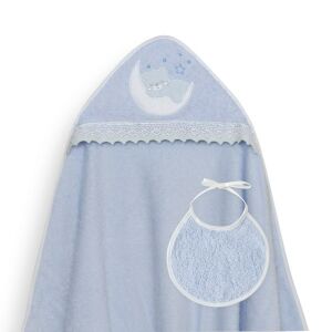 Fürdőköpeny 100x100 Bear on the Hold kék törölköző kapucnival + előke 137920917 - Interbaby