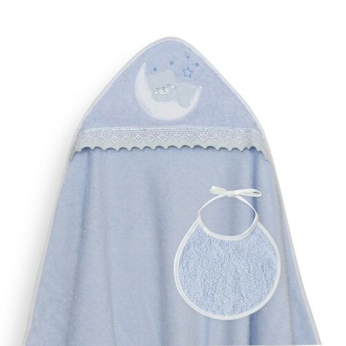 Fürdőköpeny 100x100 Bear on the Hold kék törölköző kapucnival + előke 137920917