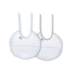 Pamut előke 2 db hímzett kék szürke kör 137921056 - Interbaby