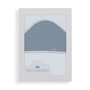 Fürdőköpeny 100x100 Astrid fehér petróleum törölköző kapucnival