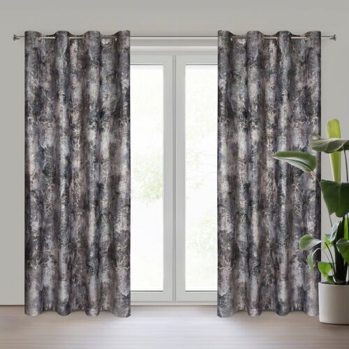 Eurofirany Ester Velvet grafit függöny 140x250 cm fűzőlyukakkal - Függöny