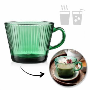 Nagy hornyos üvegpohár üveg zöld 380 ml 1db SZK178