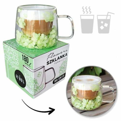 Hőszigetelt üveg hortenziával belül, zöld 180 ml 1db 145183368