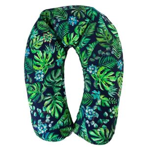 RELAX pozicionáló párna mez rogal 190cm Monstera levelek sötétkék zöld R-47 0721 szoptatós kismama kanapé
