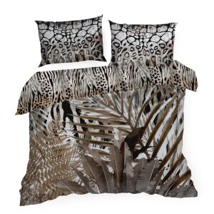 Szatén lepedők 160x200 Eva 14 bézs barna párduc Eva Minge Eurofirany 137922703 - Ágynemű - ifjúsági és felnőtt