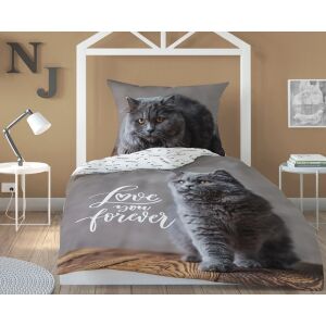 Pamut ágynemű 140x200 macskaszürke 3863 A párnahuzat 70x80 panel 92 137922822 - Ágynemű - ifjúsági és felnőtt