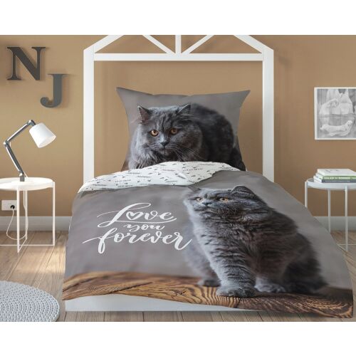 Pamut ágynemű 140x200 macskaszürke 3863 A párnahuzat 70x80 panel 92 137922822