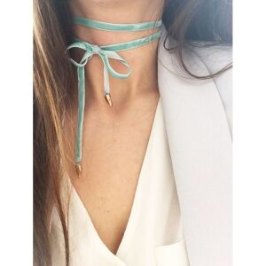 Bársony choker nyaklánc - menta N484M