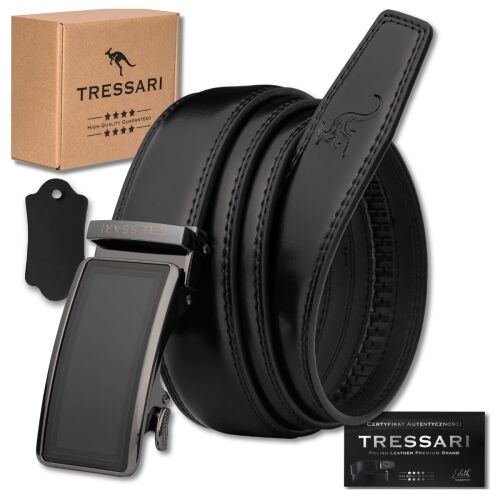 Férfi fekete nadrágöv 125 cm automata természetes bőr 137922924