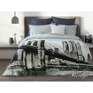 Szatén ágynemű 160x200 Brooklyn Bridge szürke grafit Lusso D48 párnahuzatok 2x70/80 2x50/60 lepedő 220x240 137923111 - Ágynemű - ifjúsági és felnőtt