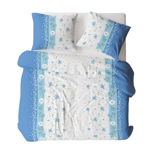 180x200 mintás 137/2 kék-fehér virágos lepedő gombokkal 100% vastag pamut 137923114