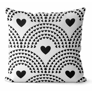 Dekoratív párnahuzat 40x40 Cupido szívek fehér fekete Domarex 137923540 - Domarex