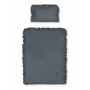 Pamut ágynemű 100x135 grafit gyermek egyszínű fodros ágynemű Mayamoo 35
