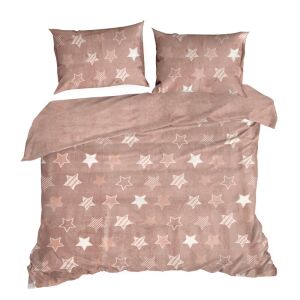 Velúr ágynemű 160x200 Flano 4 púder rózsaszín fehér csillagok Eurofirany 141990568 - Ágynemű - ifjúsági és felnőtt
