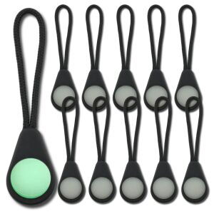 10 db fekete világító cipzár szett