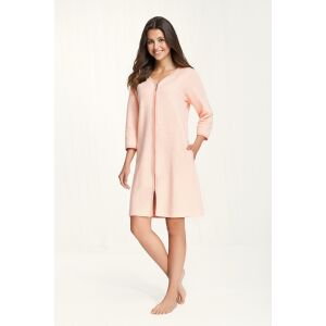 Női köntös 214 XL Sárgabarack cipzáras köntös dombornyomott mintás zsebekkel pamut ujjú 7/8