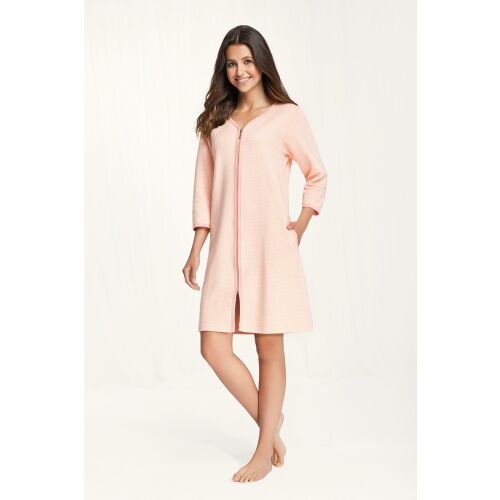 Női köntös 214 XL Sárgabarack cipzáras köntös dombornyomott mintás zsebekkel pamut ujjú 7/8 137924794