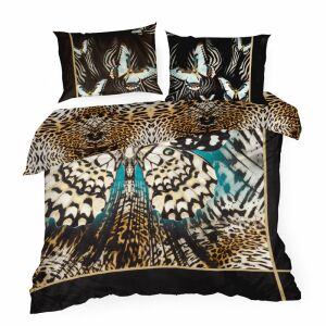 Szatén lepedők 160x200 Eva 15 bézs fekete párduc Eva Minge Eurofirany 137925420 - Ágynemű - ifjúsági és felnőtt