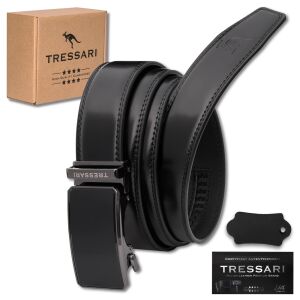 Férfi fekete nadrágöv 115 cm, automata csattal, természetes bőr 139839410 - Tressari