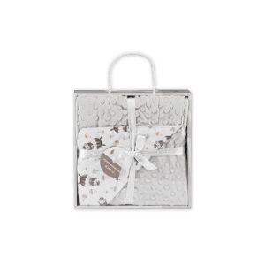 Gyermek takaró 80x110 mackó szürke mikroszálas dombornyomott buborékokkal 137926796 - Interbaby