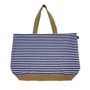 Vászon strandtáska 40x55 fehér sötétkék 13 100% pamut Cawoe 137927111 - Öltözködés kiegészítő