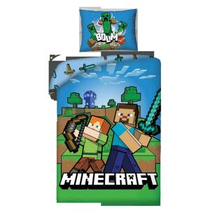 Pamut ágynemű 140x200 Minecraft kék párnahuzat 50x70 H2 137927183 - Ágynemű - ifjúsági és felnőtt
