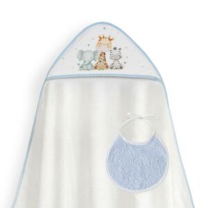 Fürdőköpeny 100x100 Zsiráf fehér kék törölköző kapucnival + előke 137927317 - Interbaby
