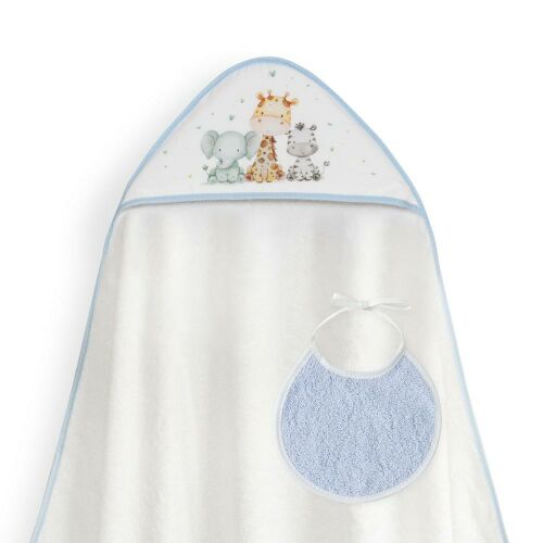 Fürdőköpeny 100x100 Zsiráf fehér kék törölköző kapucnival + előke 137927317