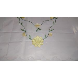 Hímzett terítő VAGY 50x100 fehér pöttyös sárga virágok ES1180/1 alacsony ár
