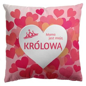 Dekoratív párnahuzat 45x45 Anya a királynőm Szív rózsaszín fehér Domarex