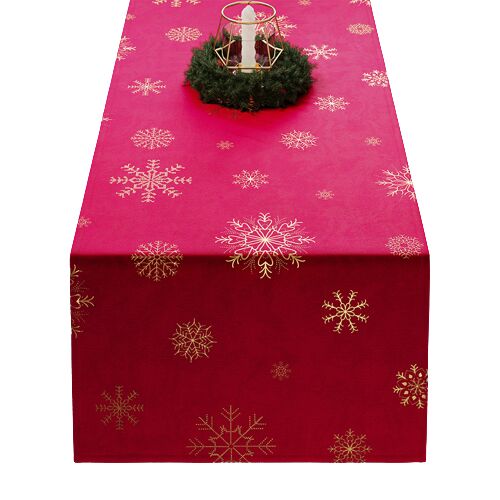 Karácsonyi vízálló futófutó 40x140 Bársonypiros hógömbök fém dekorral TBN001/KSP/043/040140/1 137927720