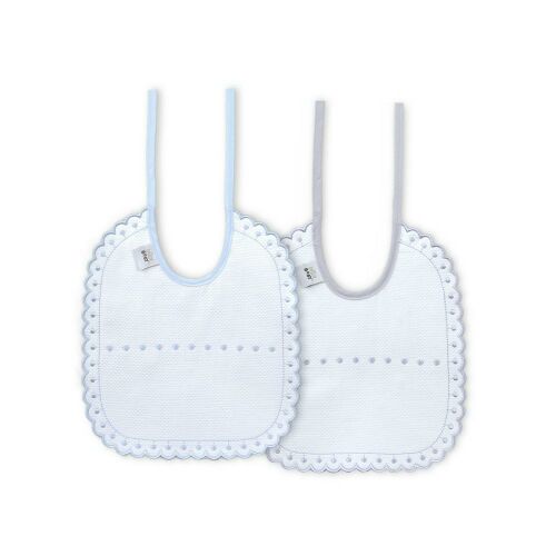 Pamut előke 2 db hímzett kék szürke prestangle