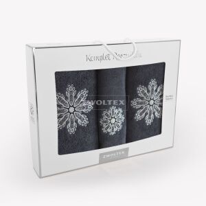 Törülközőkészlet dobozban 3 db rozetta grafit fehér K64-5951 Melon Zwoltex 137927804 - Zwoltex