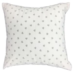 Pamut párnahuzat 40x40 R120 fehér szívszürke 274D 137927879 - Dekoráció