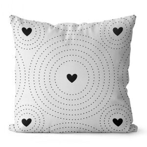 Dekoratív párnahuzat 40x40 Amor szívecskék fehér fekete Domarex 137927940 - Domarex