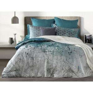 Szatén ágynemű 150x210 Lusso türkiz szürke díszek D21 párnahuzatok 2x50/60 2x 50/70 lepedő 150x210 137928063 - Ágynemű - ifjúsági és felnőtt