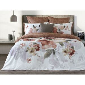 Szatén ágynemű 150x210 Akvarell festett virágok fehér barna Lusso D28 párnahuzatok 2x50/60 2x 50/70 lepedő 150x210 137928079 - Ágynemű - ifjúsági és felnőtt