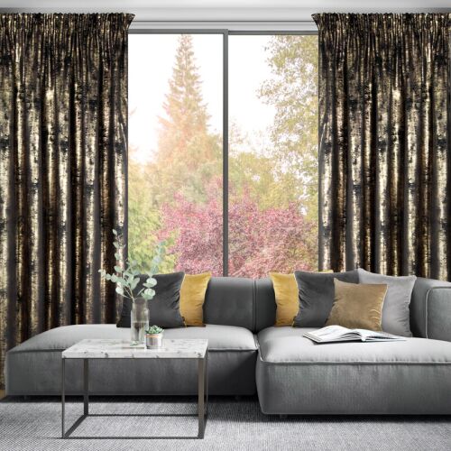 Függöny 140x270 Renia fekete arany bársony készen szalagra Eurofirany 137928376