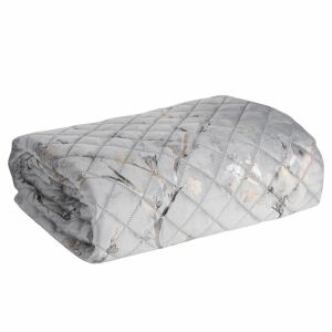 Dekoratív ágytakaró 170x210 Blink 5 ezüst velúr virág Eurofirany 146166116 - Ágytakaró