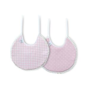 Pamut előke 2 db rózsaszín kockás borsó kerek 137928489 - Interbaby