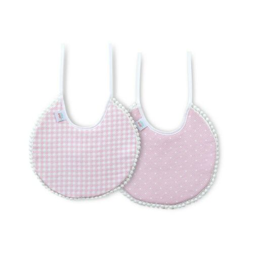 Pamut előke 2 db rózsaszín kockás borsó kerek 137928489