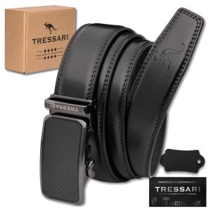 Férfi öv 115 cm automata csat természetes bőr fekete 137928902 - Tressari