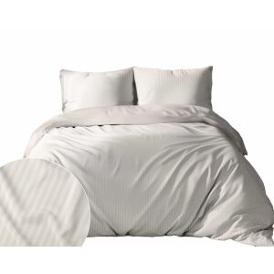 Damaszt ágynemű 220x200 ekrü monokróm csíkok 1 cm Pure