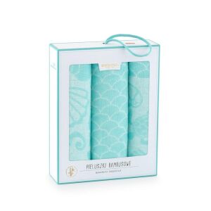 Bambusz pelenka szett 70x70 3 db Shells menta 8563x2+ 8564 bambusz pelenka